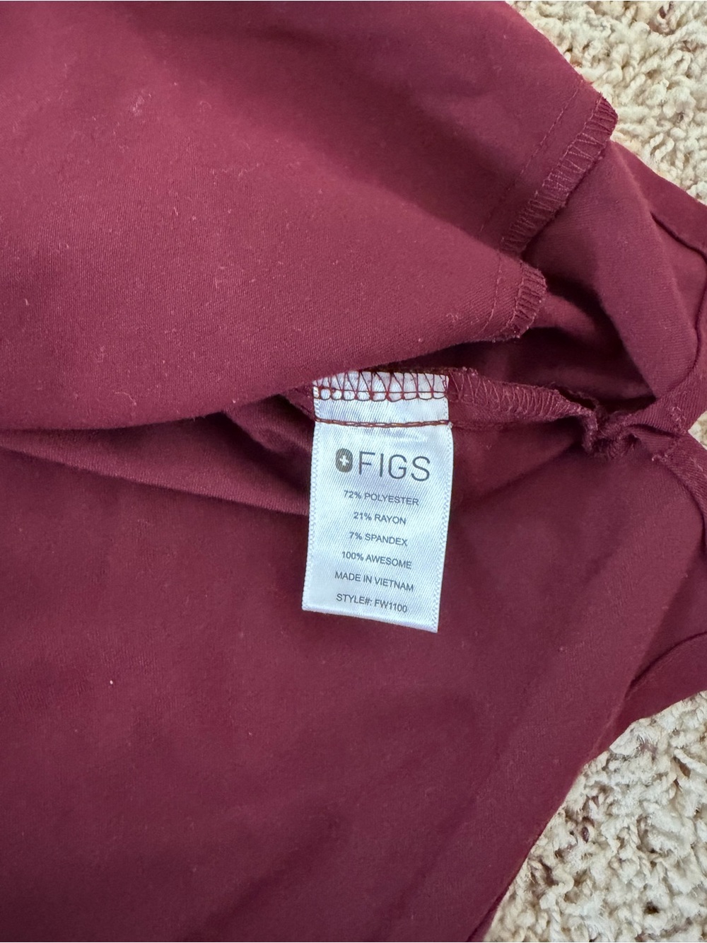 Figs Casma scrub top, large, burgundy - Picture 4 of 4